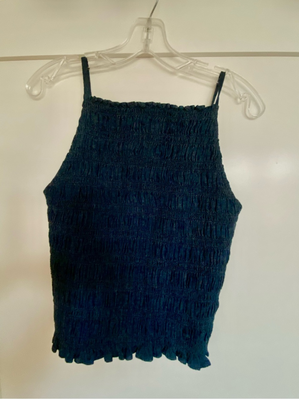 Madewell Navy Smocked Spaghetti Strap Tank